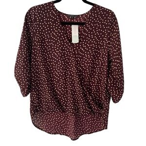 Stitch Fix West Kei Allan NWT Rolltab High Low Top Blouse polka dot